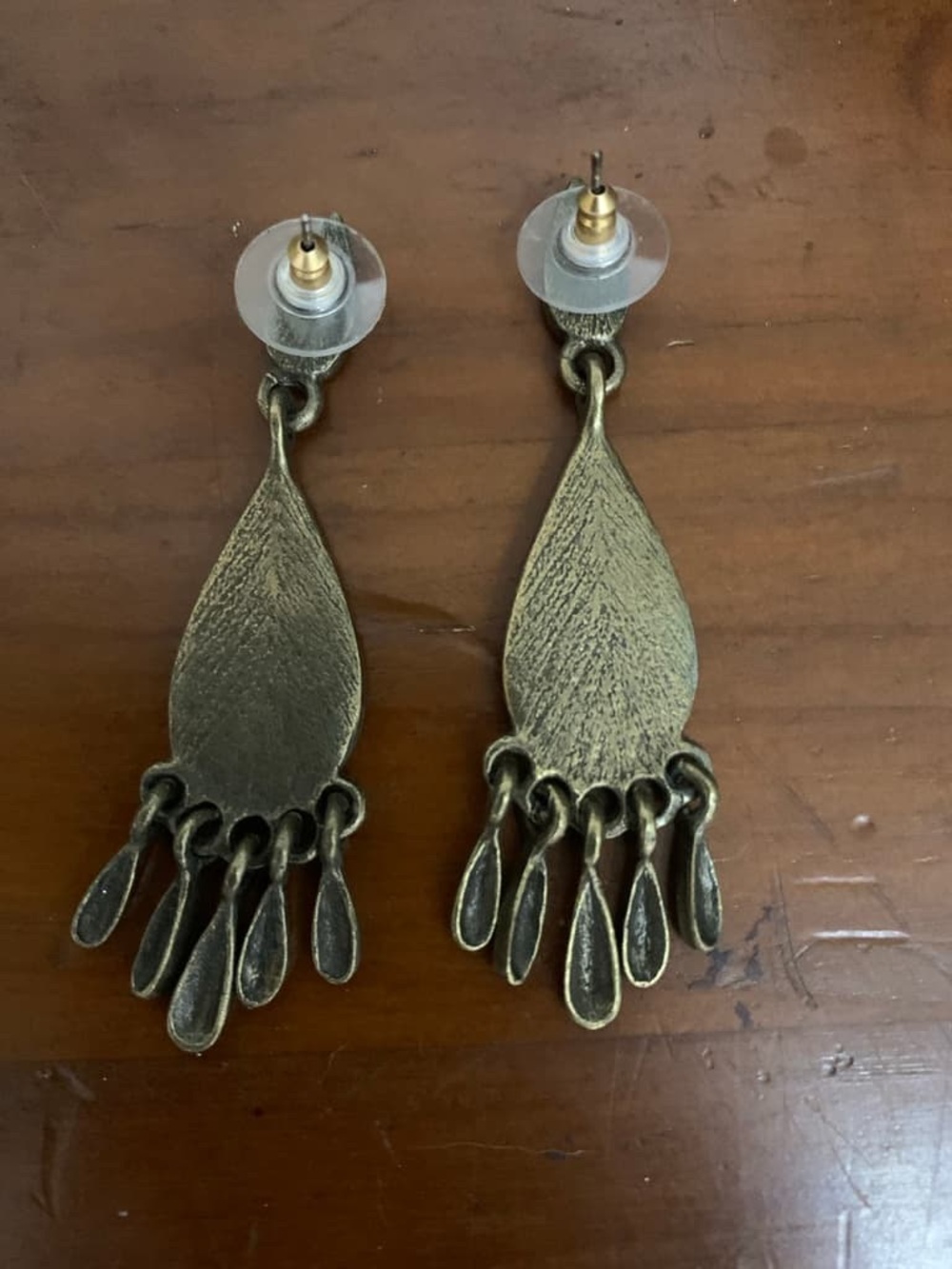 Antique Brass Teardrop Dangle Earrings - Women Jewelry